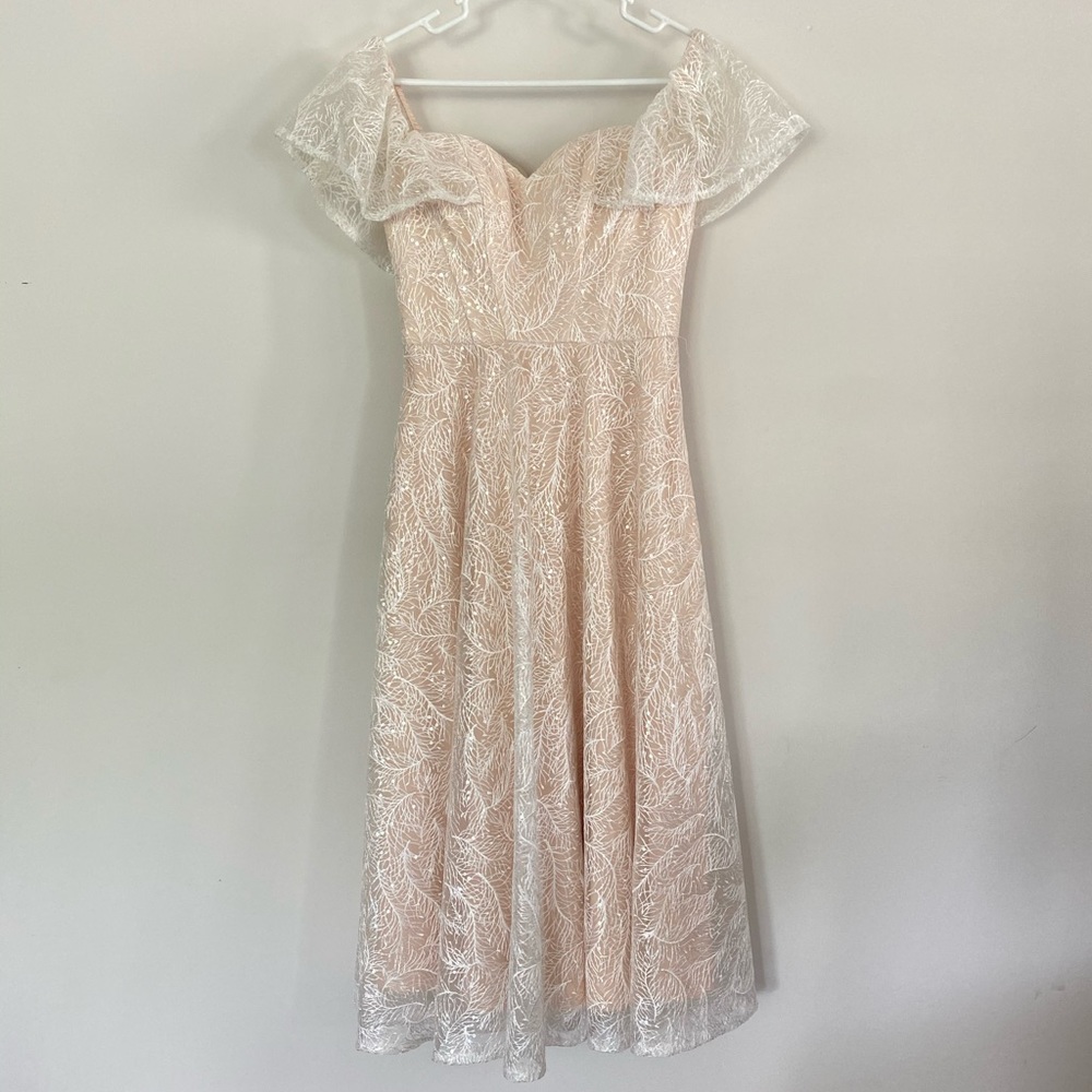 Carmen Marc Valvo pink midi dress